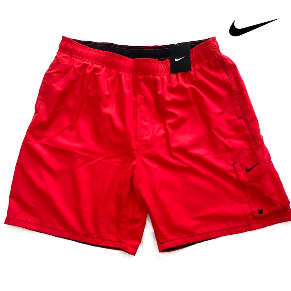 Nike | NWT Red Cargo Pocket Swim Trunks